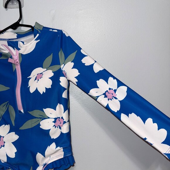 Carters 4T/4A Floral Long Sleeve Swimsuit With Ruffle Trim - Picture 3 of 7